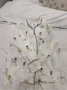 Printfresh Pajama Set with Baking Kitchen Tools Embroidered Print